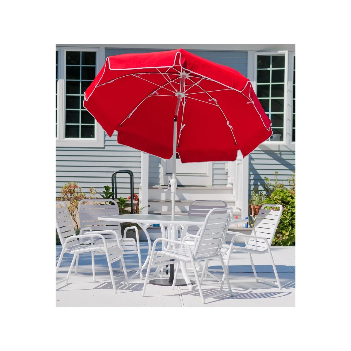 Catalina Aluminum 7.5' Crank Lift Button Tilt Patio Umbrella w/ Fiberglass Ribs 8