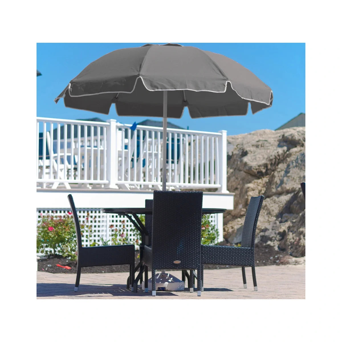 Catalina Aluminum 7.5' Manual Lift Patio Umbrella w/ Fiberglass Ribs 2