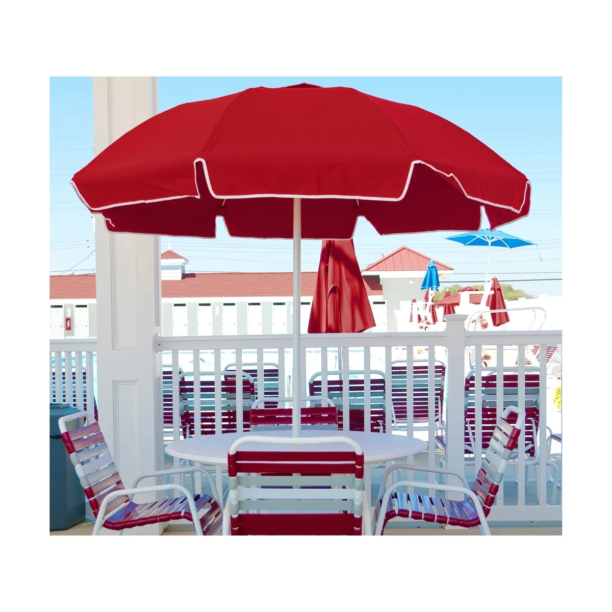 Catalina Aluminum 7.5' Manual Lift Patio Umbrella w/ Fiberglass Ribs 6