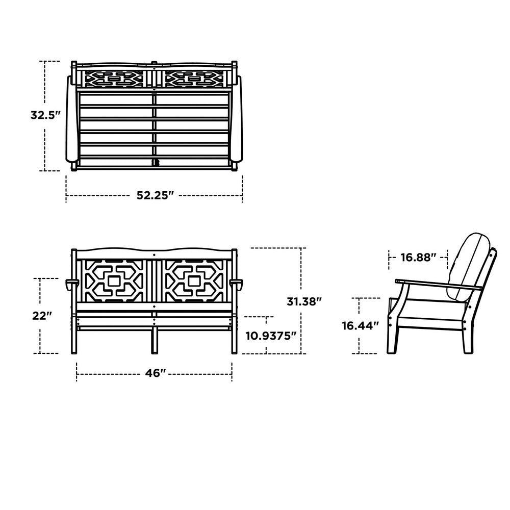 Chinoiserie Deep Seating Loveseat 8