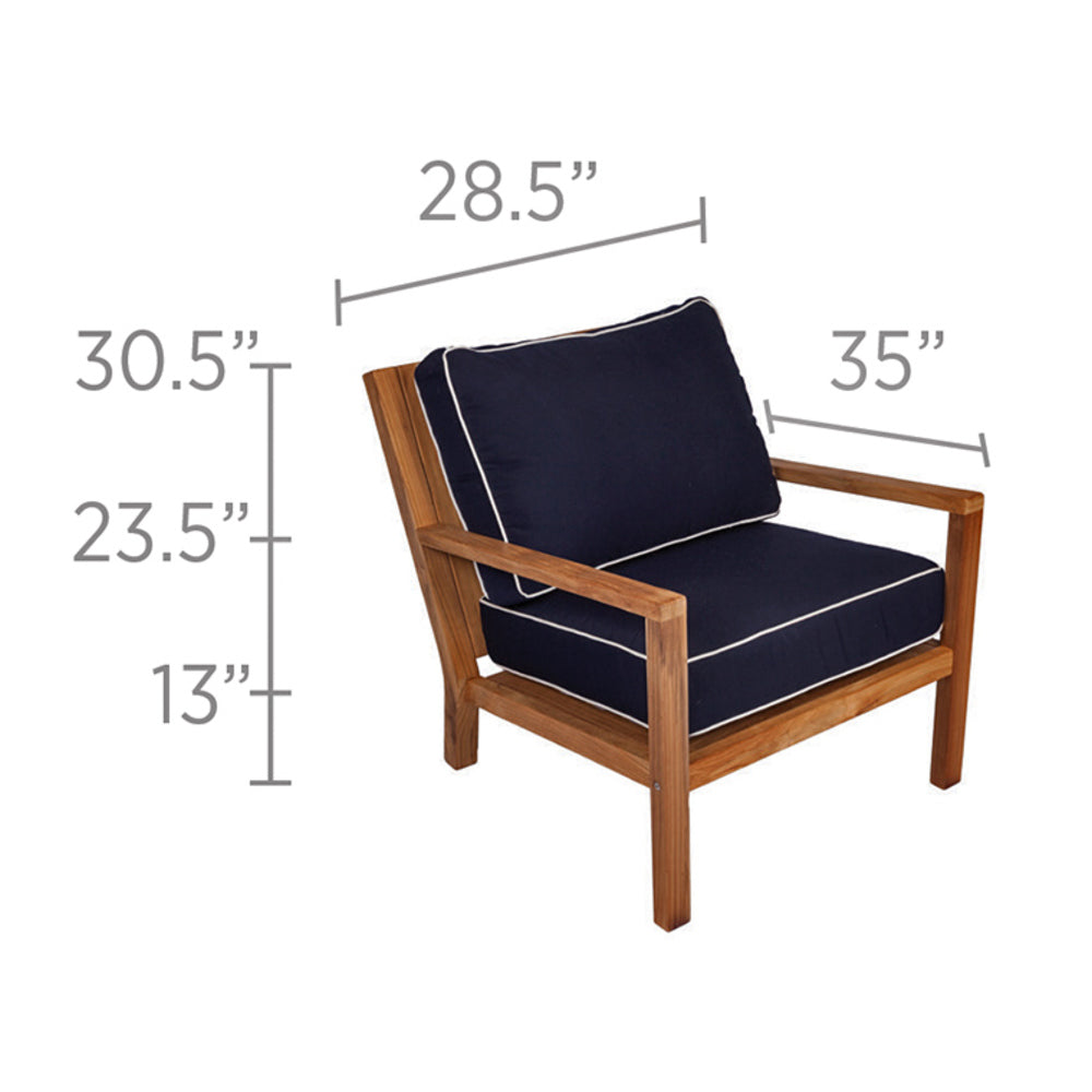 Royal Teak Coastal Cushioned Club Chair