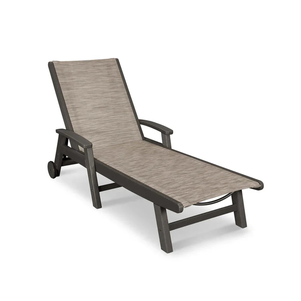Coastal Sling Chaise with Wheels 7