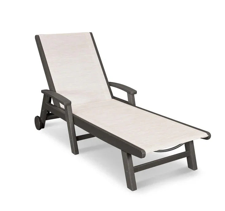 Coastal Sling Chaise with Wheels 8