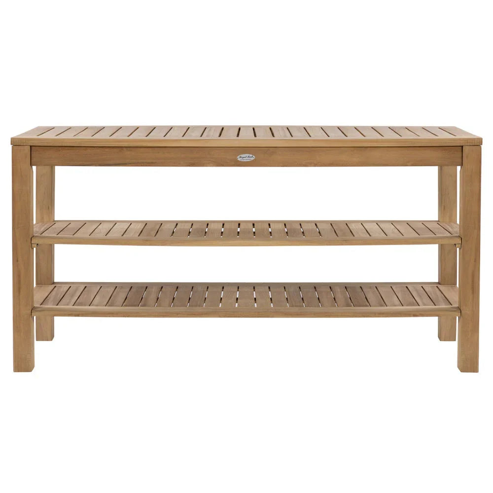 Royal Teak 18" x 60" Rectangular Console Table with Two Shelves