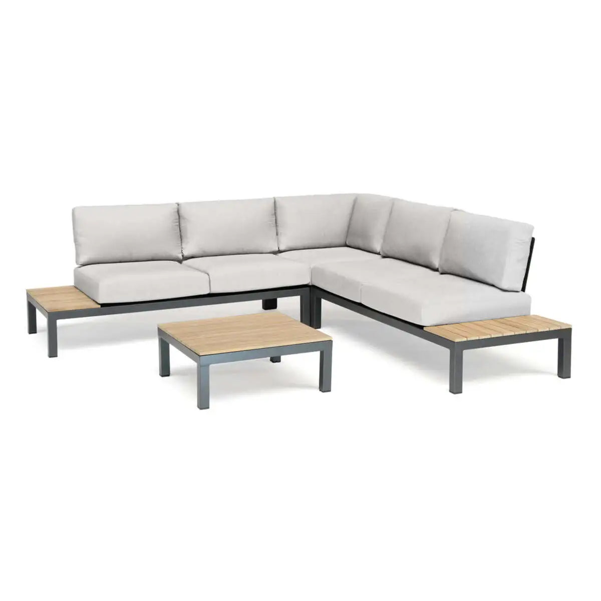 Elba Aluminum 4-Piece Corner Set With Teak Accents