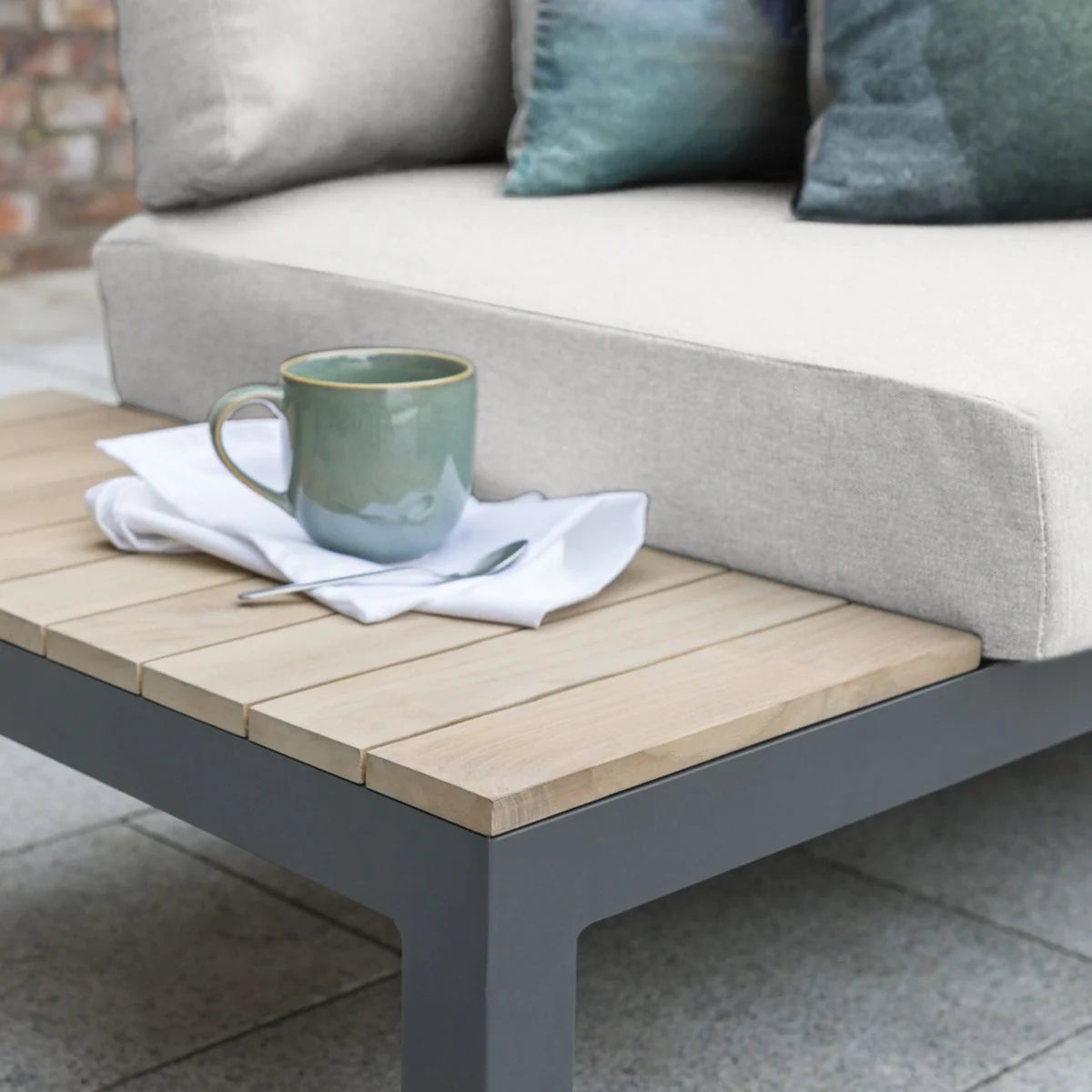 Elba Aluminum 4-Piece Corner Set With Teak Accents