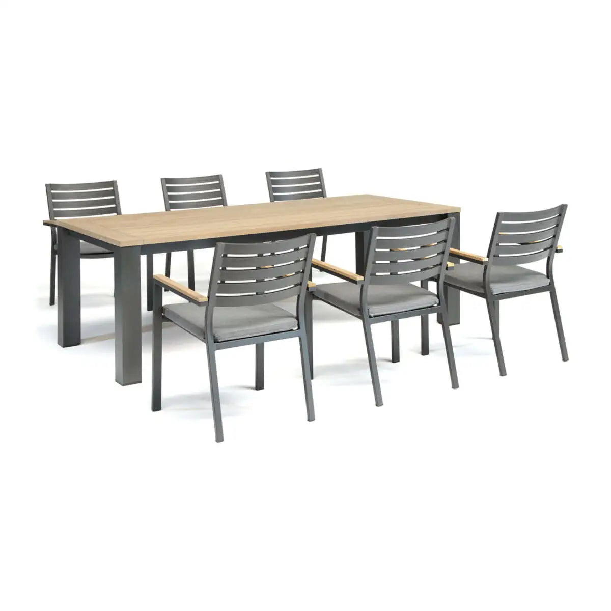 87x40-inch Elba Aluminum Dining Table With Teak Top