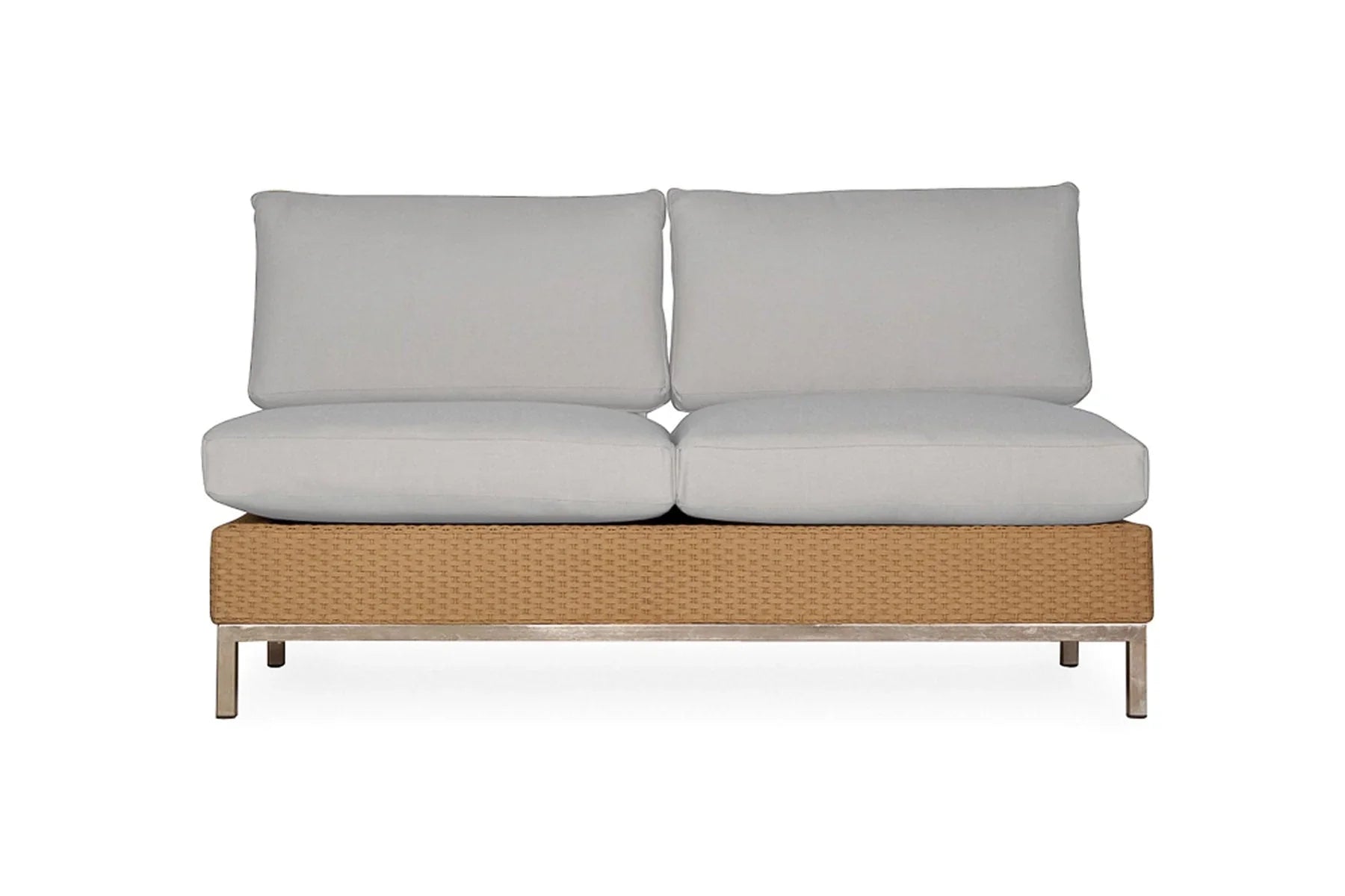 Lloyd Flanders Elements Armless Settee with Stainless Steel Back