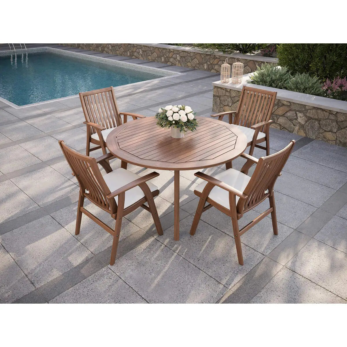 Foundations 52" Round Dining Table with Umbrella Hole