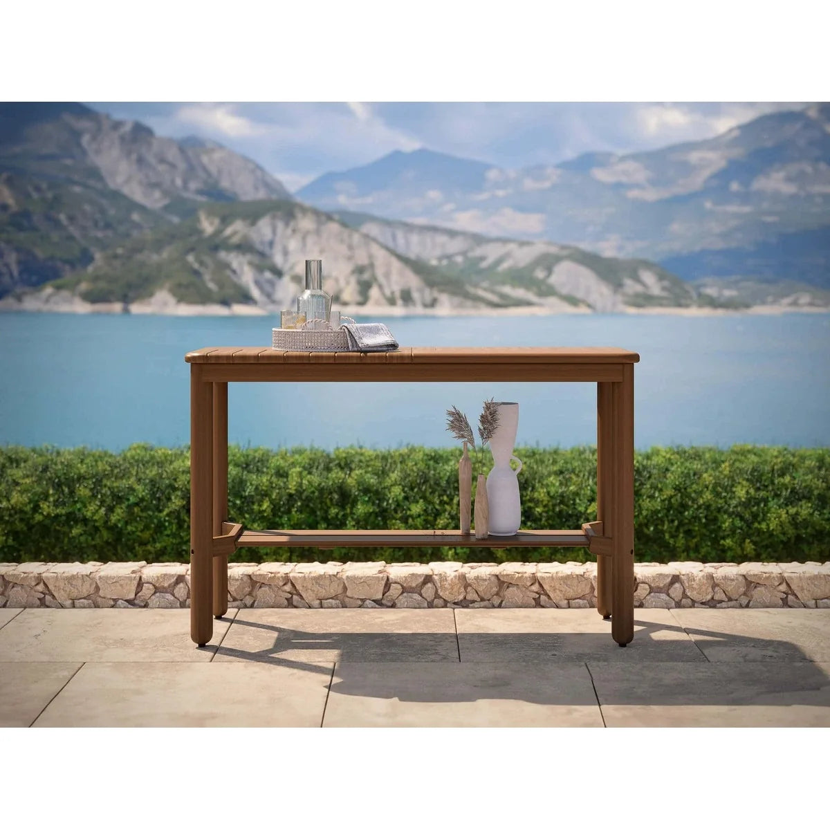 Foundations Ipe 45" x 15" Rectangular Mosaic Console Table