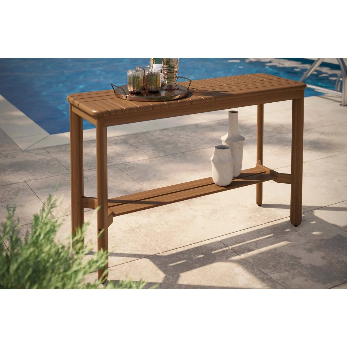 Foundations Ipe 45" x 15" Rectangular Mosaic Console Table