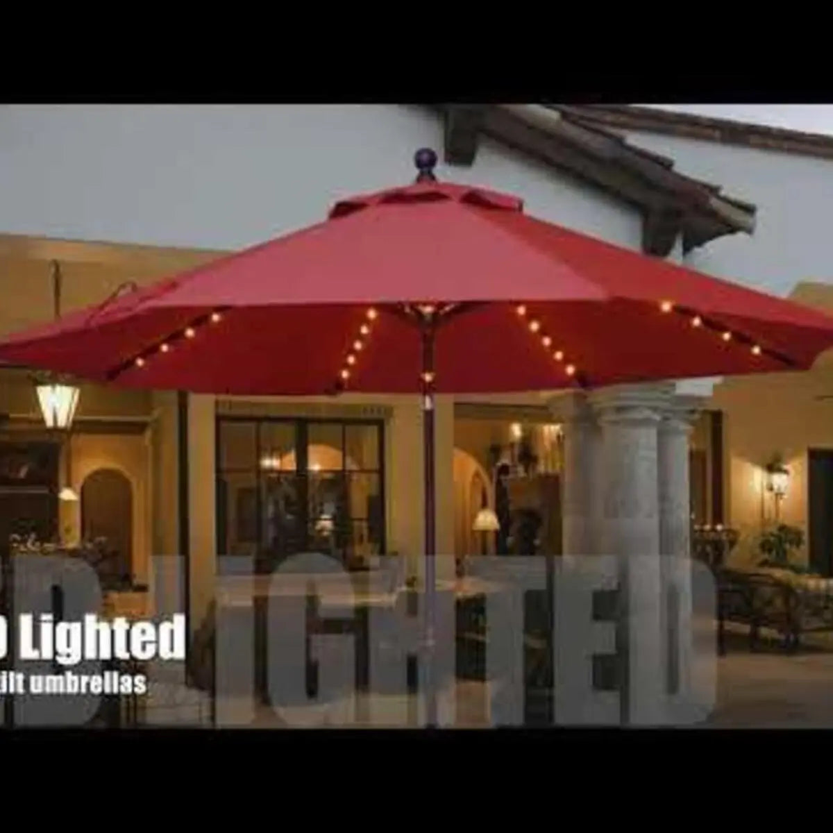 Galtech 986 11' Octagon Auto-Tilt LED Market Umbrella Additional Image View 3