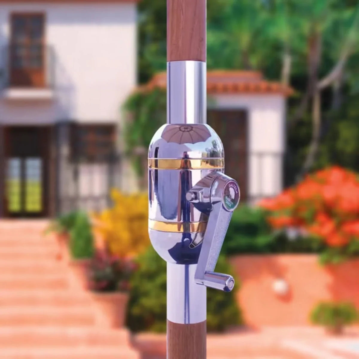 Galtech 587tk 11' Octagon Crank-Lift Teak Market Umbrella Additional Image View 3