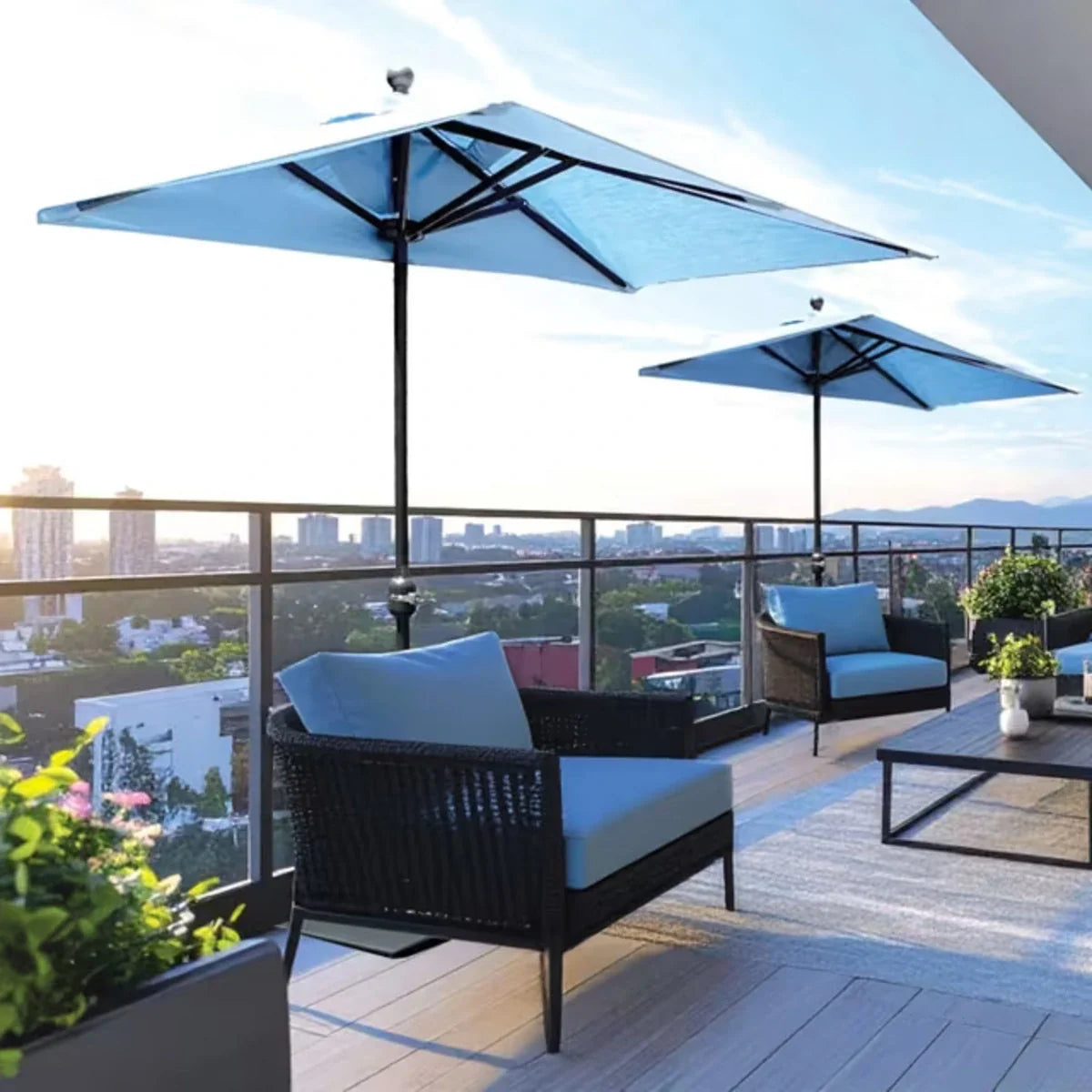 Galtech 772 3.5' x 7' Half-Wall Commercial Market Umbrella Additional Image View 5