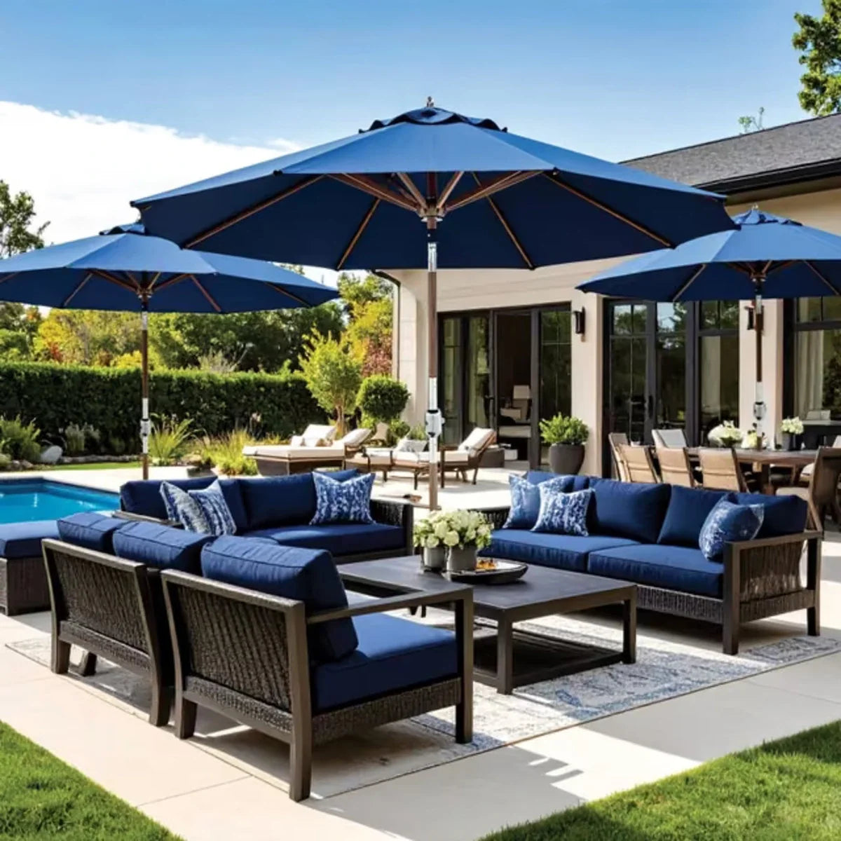 Galtech 537tk 9' Octagon Rotational-Tilt Teak Market Umbrella Additional Image View 4