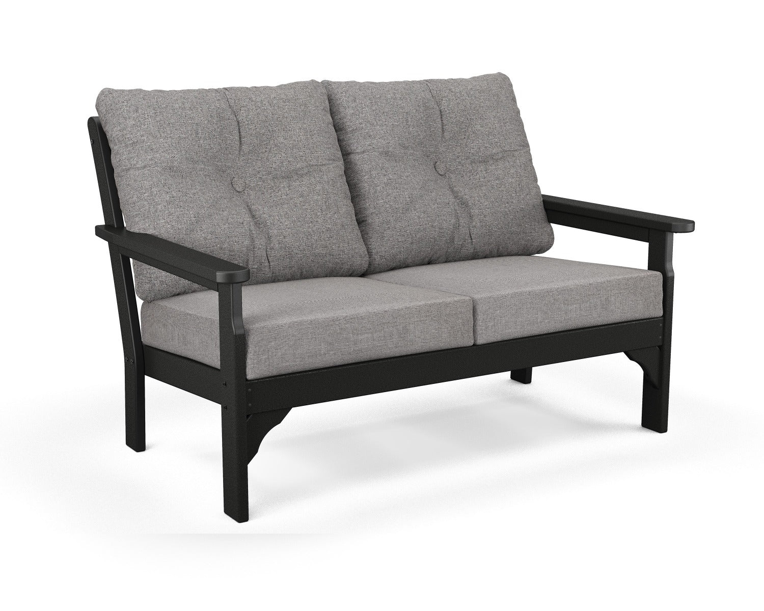POLYWOOD Vineyard Deep Seating Loveseat Settee - Black