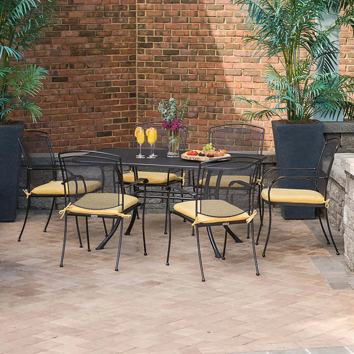 Henley Wrought Iron Mesh Stackable Arm Chair - Set Of 6