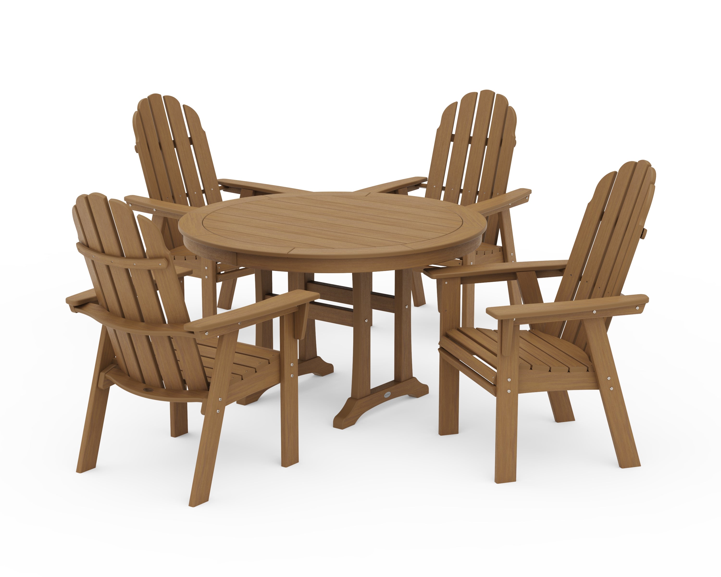 Vineyard Curveback Adirondack 5-Piece Nautical Trestle Dining Set - Natural