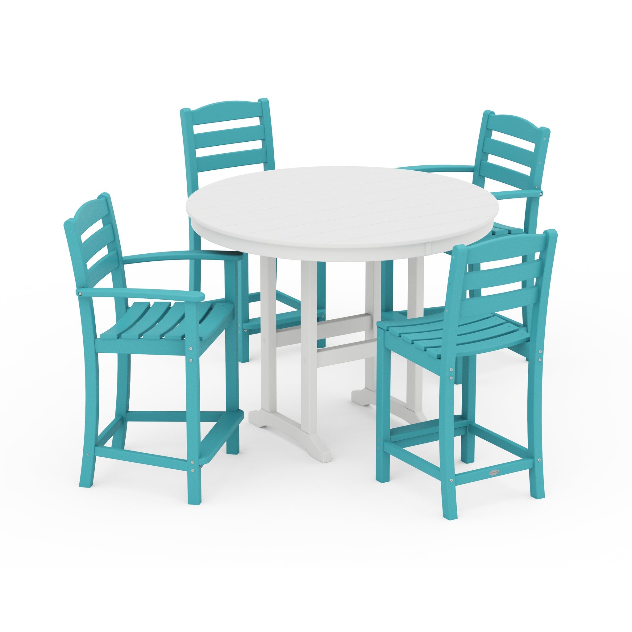 La Casa Cafe 5-Piece Round Farmhouse Counter Dining Set 7