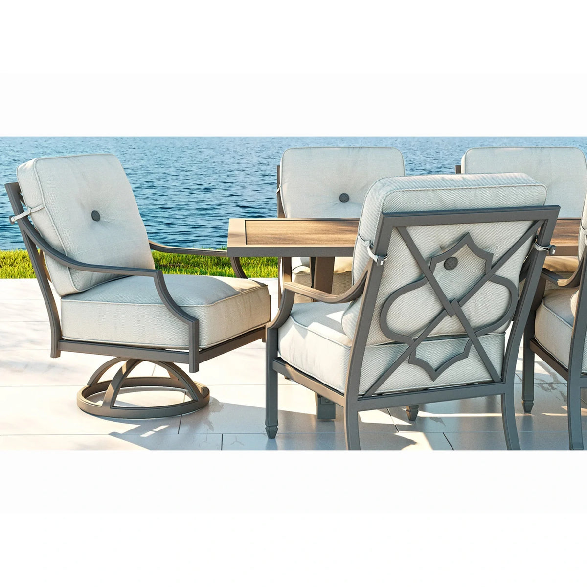 Lancaster Cushioned Dining Swivel Rocker 1