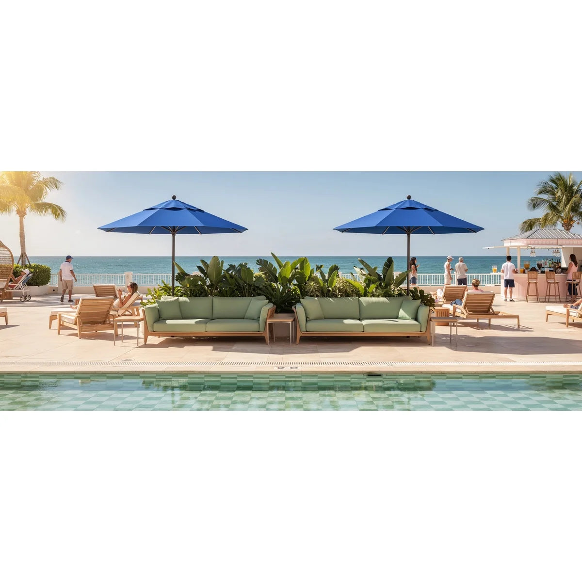 Monterey Aluminum 9' Pulley Lift Octagon Umbrella w/ Fiberglass Ribs 4