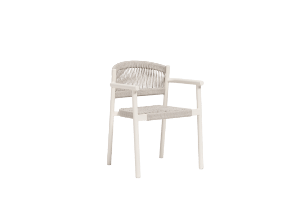 Naples Dining Arm Chair - Oat Milk/White