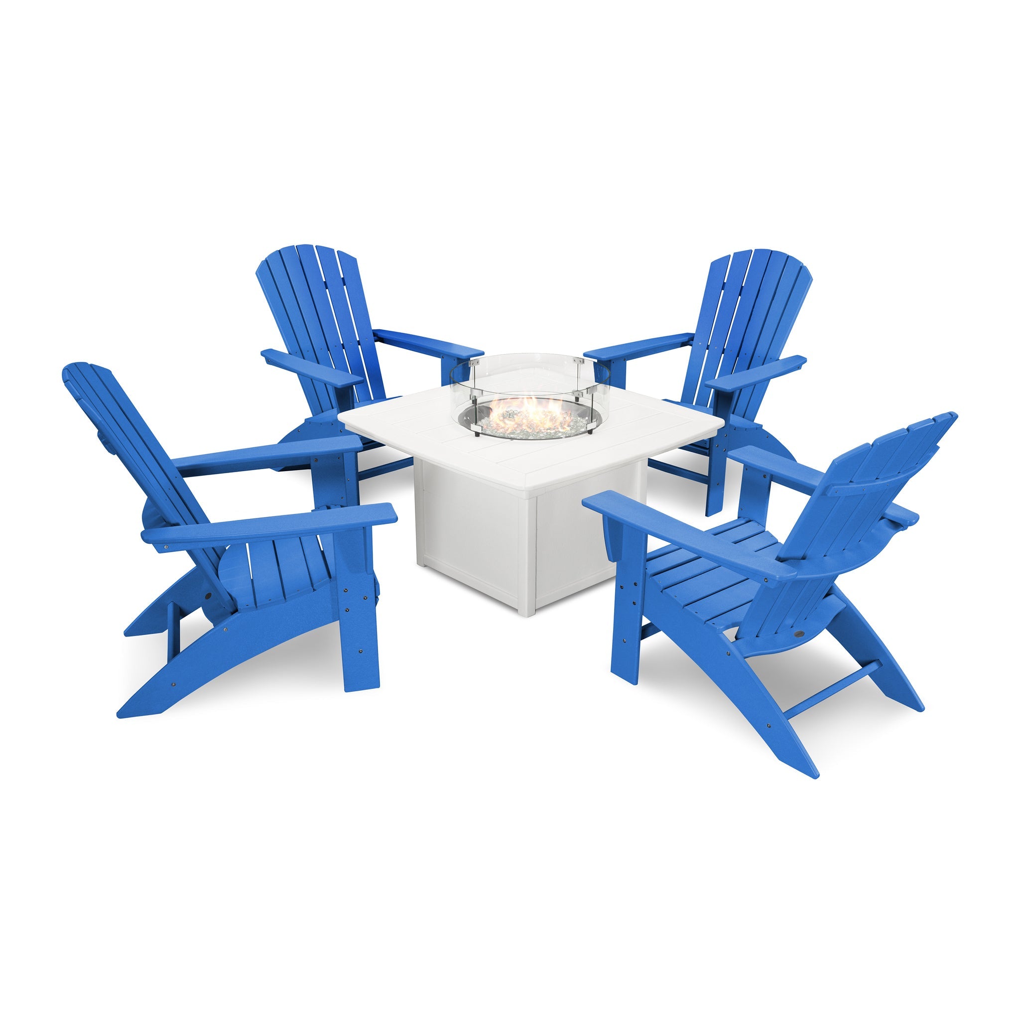 Nautical Curveback Adirondack 5-Piece Conversation Set with Fire Pit Table 11
