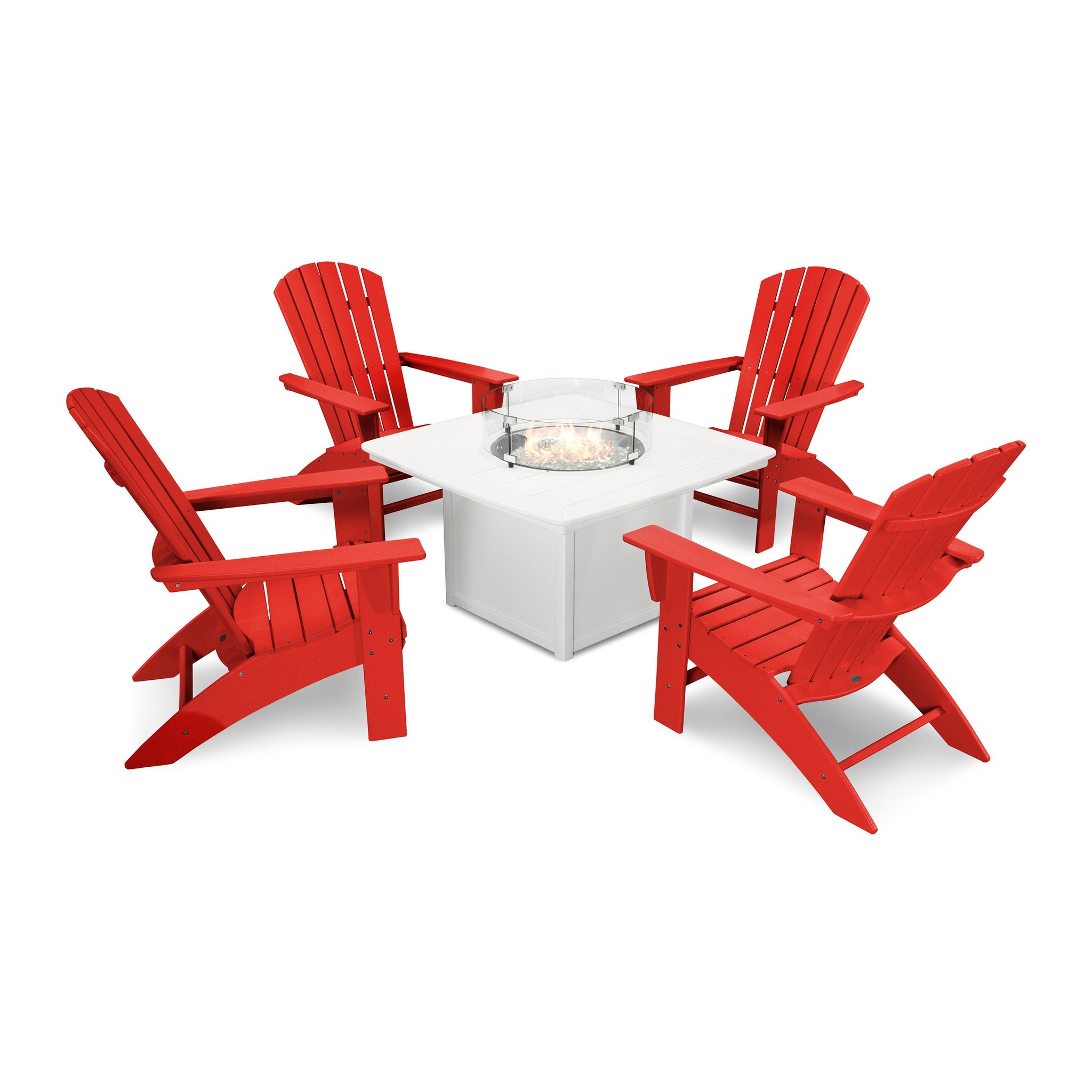 Nautical Curveback Adirondack 5-Piece Conversation Set with Fire Pit Table 12