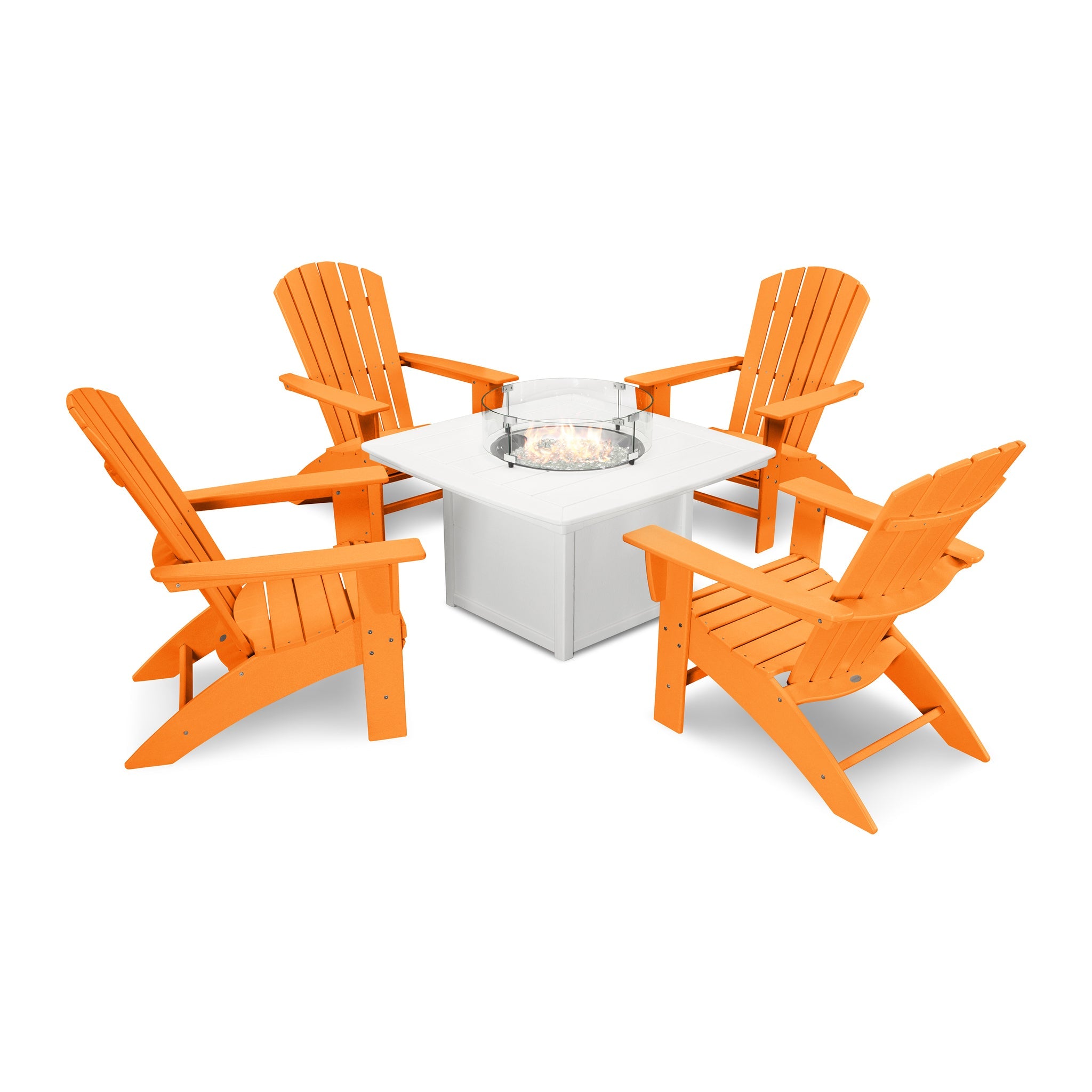 Nautical Curveback Adirondack 5-Piece Conversation Set with Fire Pit Table 13