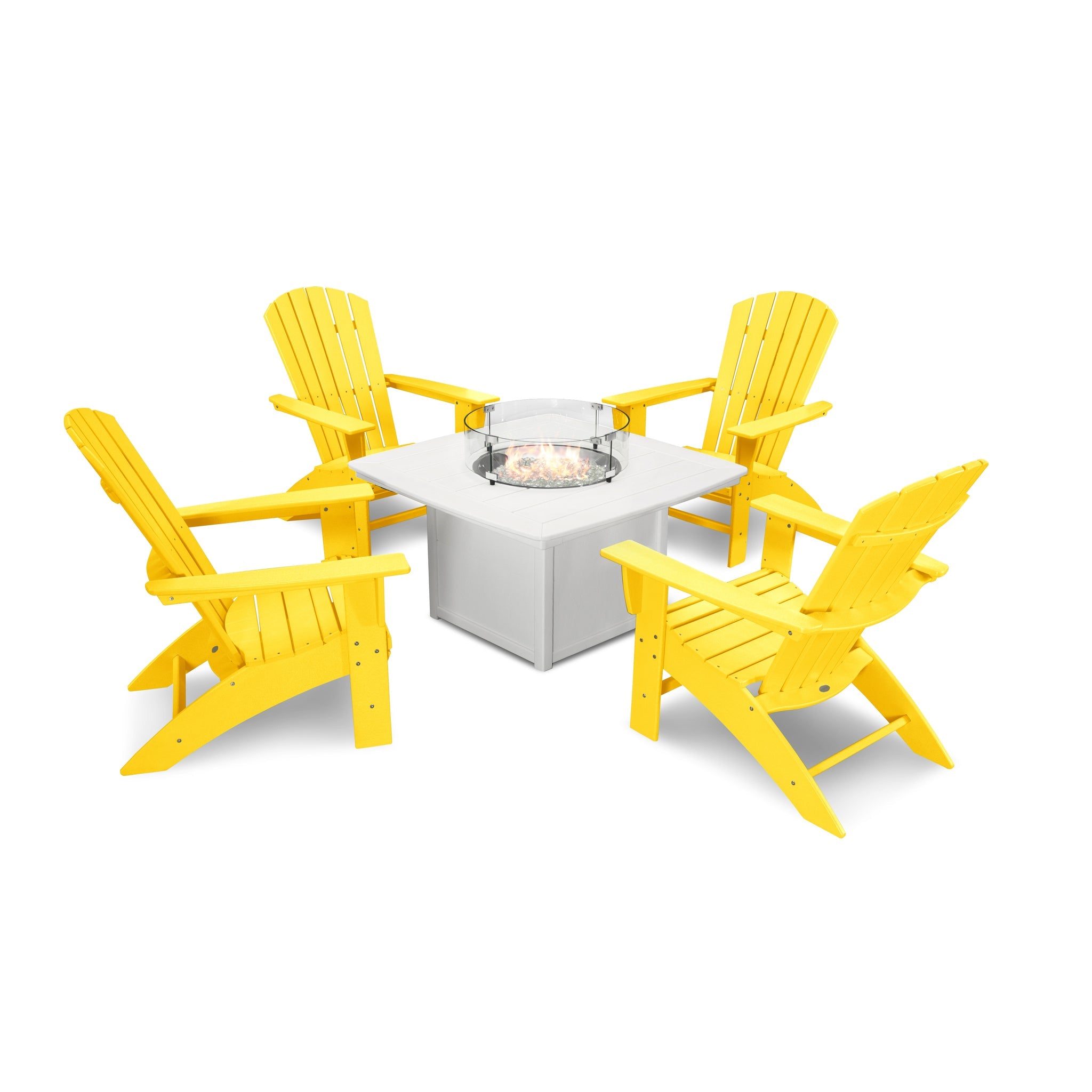 Nautical Curveback Adirondack 5-Piece Conversation Set with Fire Pit Table 8