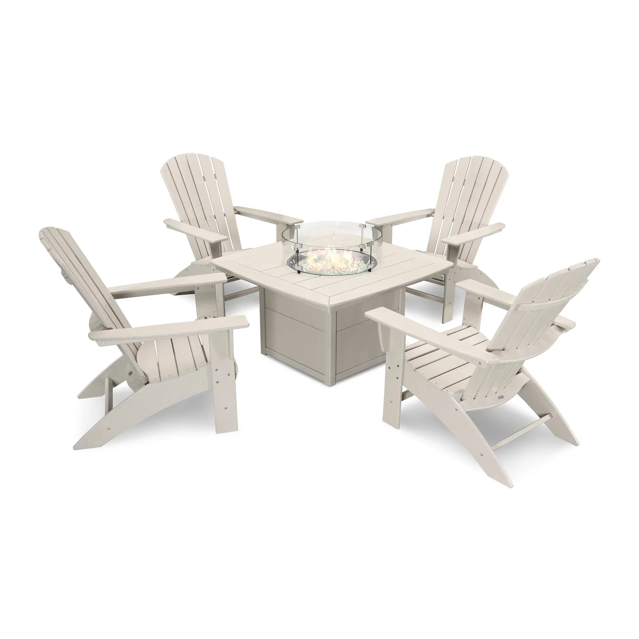 Nautical Curveback Adirondack 5-Piece Conversation Set with Fire Pit Table 5