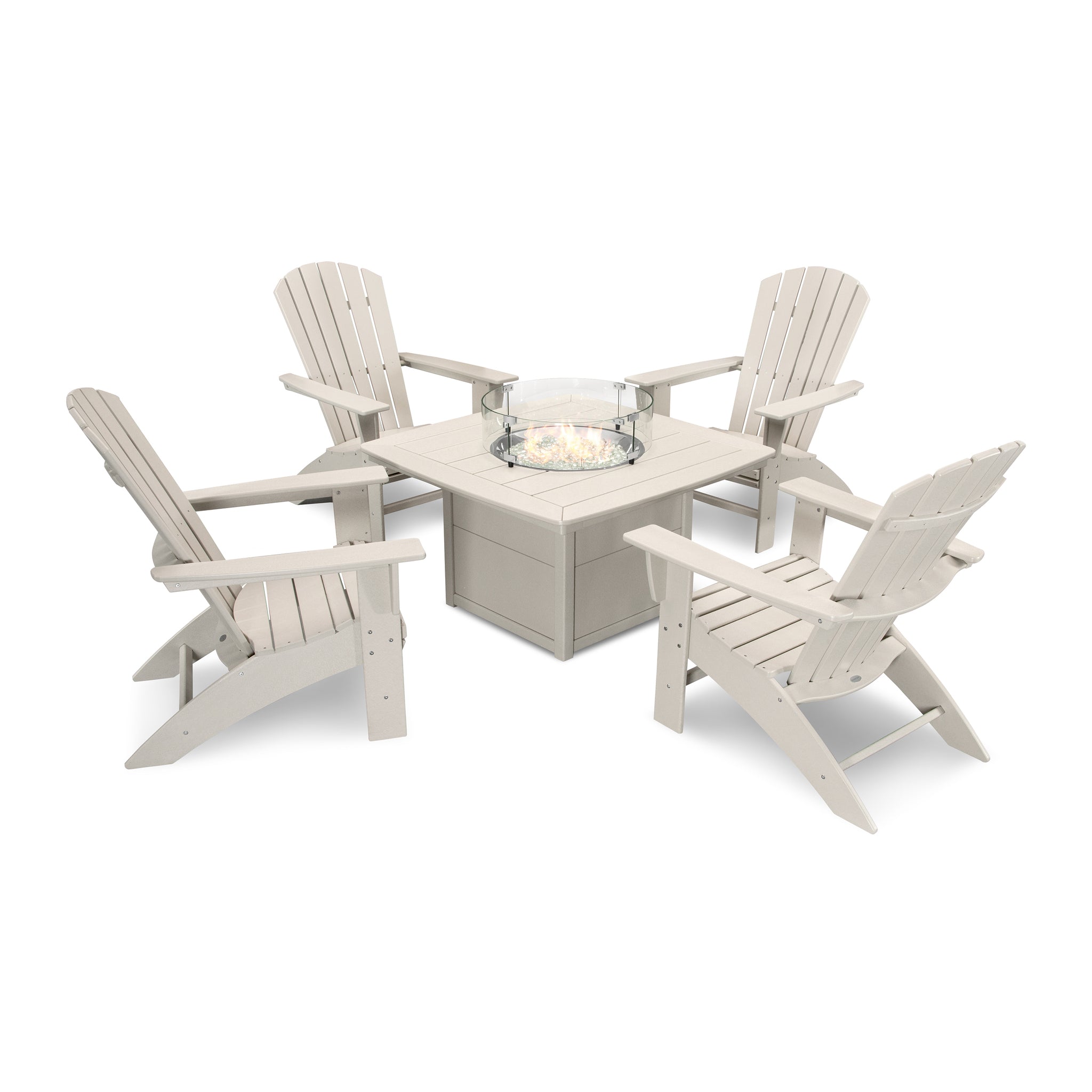 Nautical Curveback Adirondack 5-Piece Conversation Set with Fire Pit Table 5