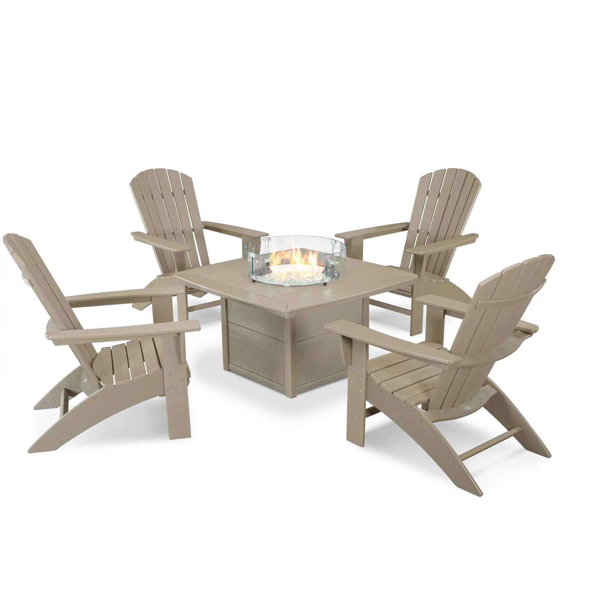 Nautical Curveback Adirondack 5-Piece Conversation Set with Fire Pit Table 15