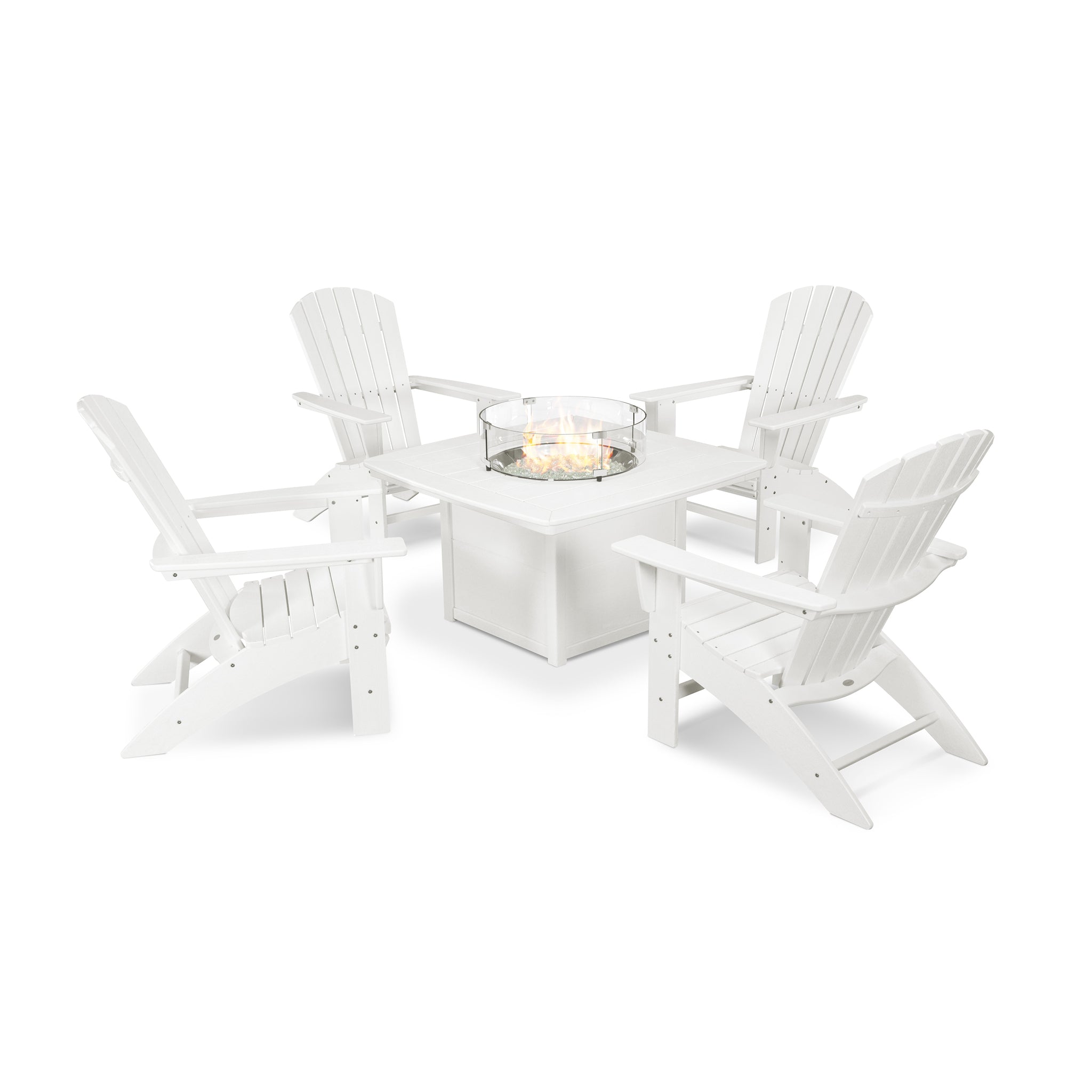 Nautical Curveback Adirondack 5-Piece Conversation Set with Fire Pit Table 16