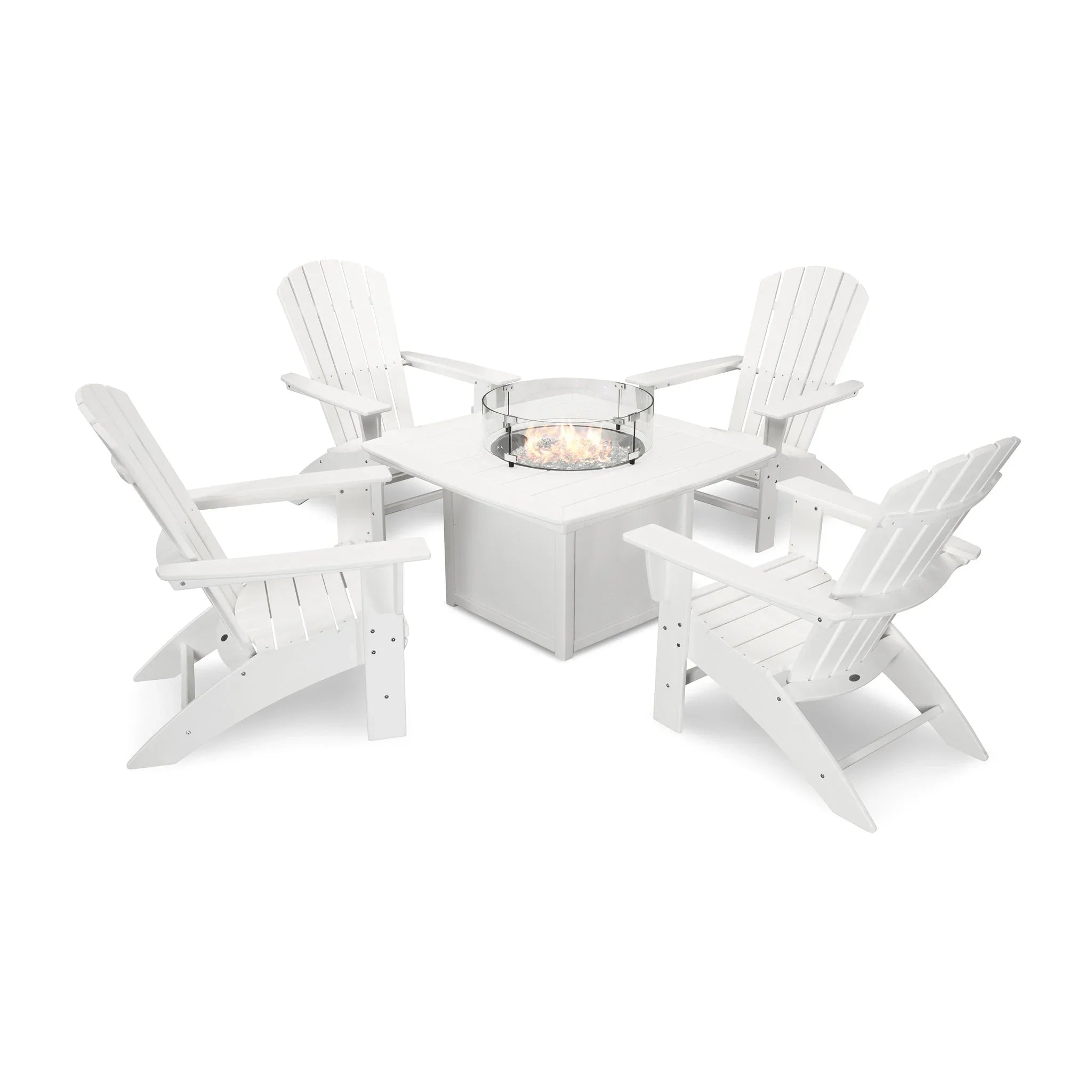 Nautical Curveback Adirondack 5-Piece Conversation Set with Fire Pit Table 6