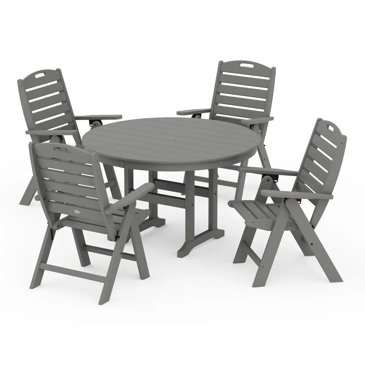 Nautical Folding Chair 5-Piece Round Farmhouse Dining Set 7