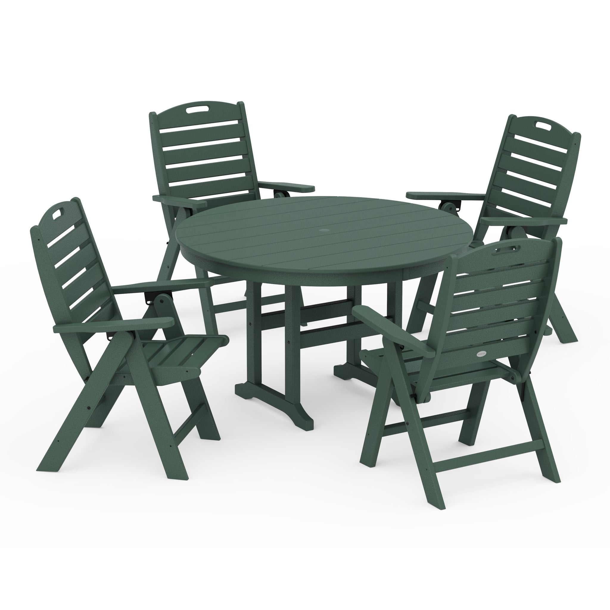 Nautical Folding Chair 5-Piece Round Farmhouse Dining Set 2