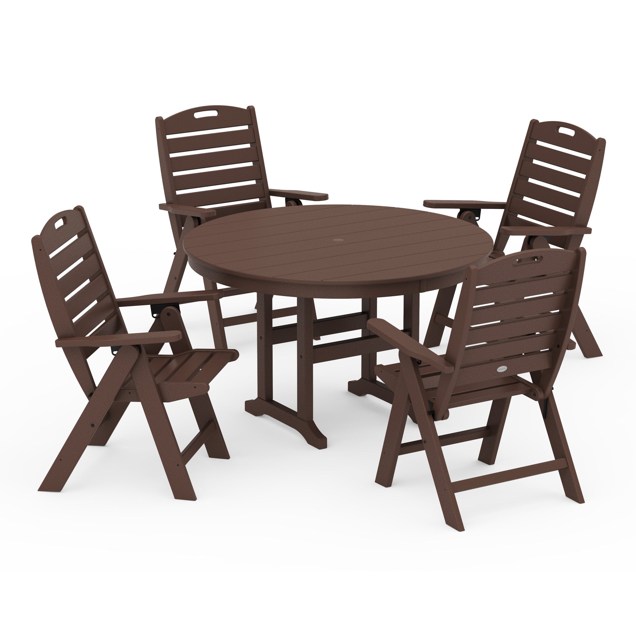 Nautical Folding Chair 5-Piece Round Farmhouse Dining Set 3