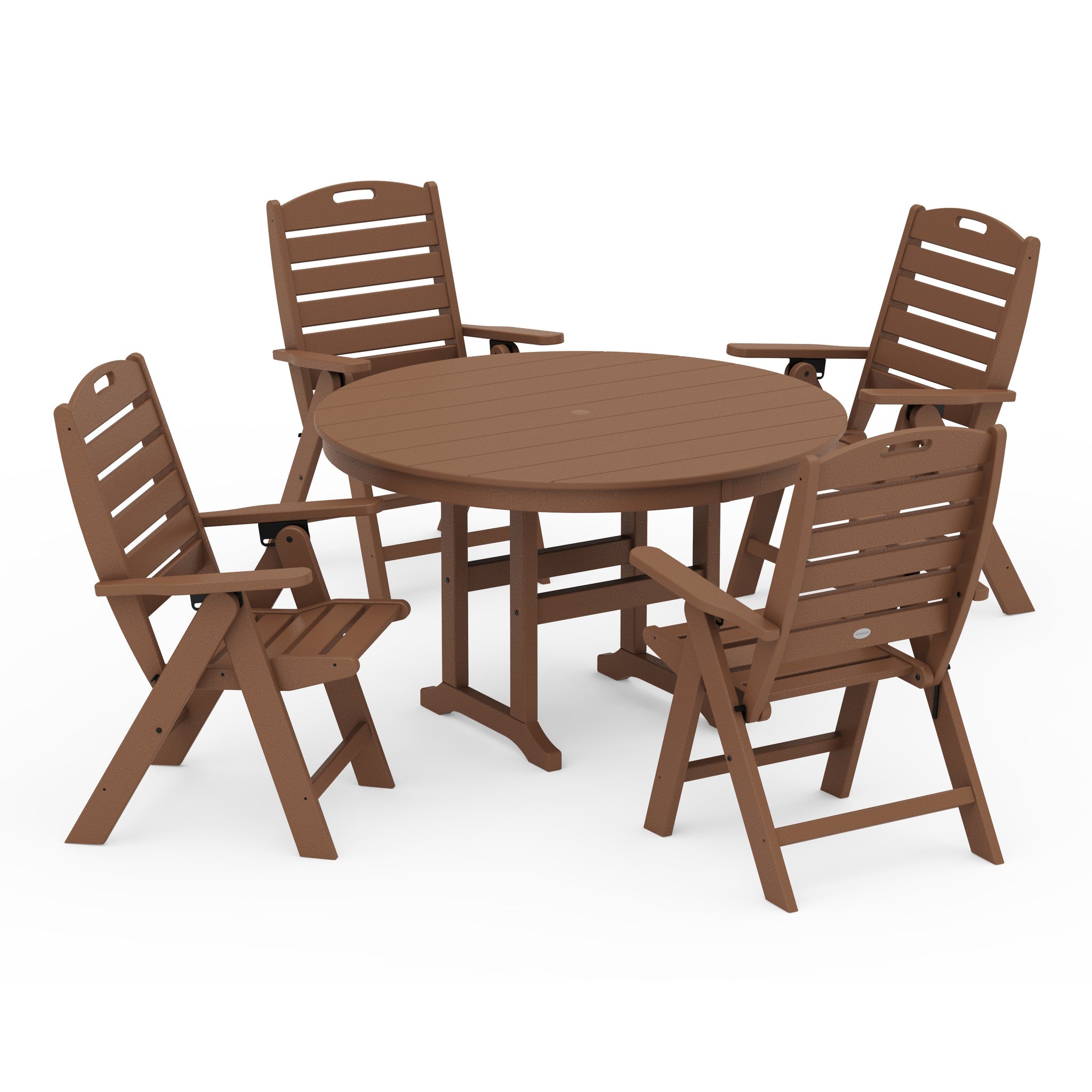 Nautical Folding Chair 5-Piece Round Farmhouse Dining Set 4