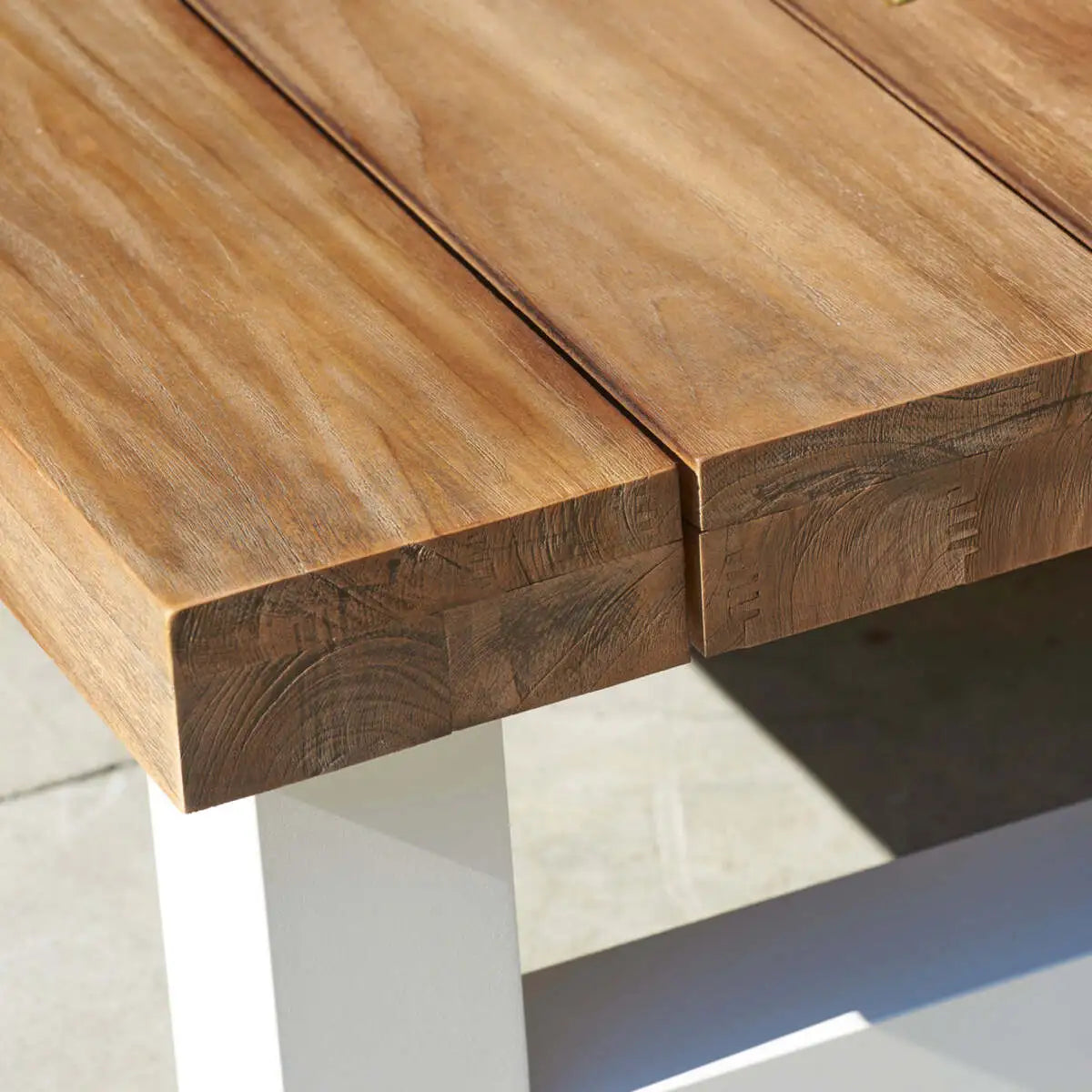 Nevada Teak Top 55-inch Coffee Table, White