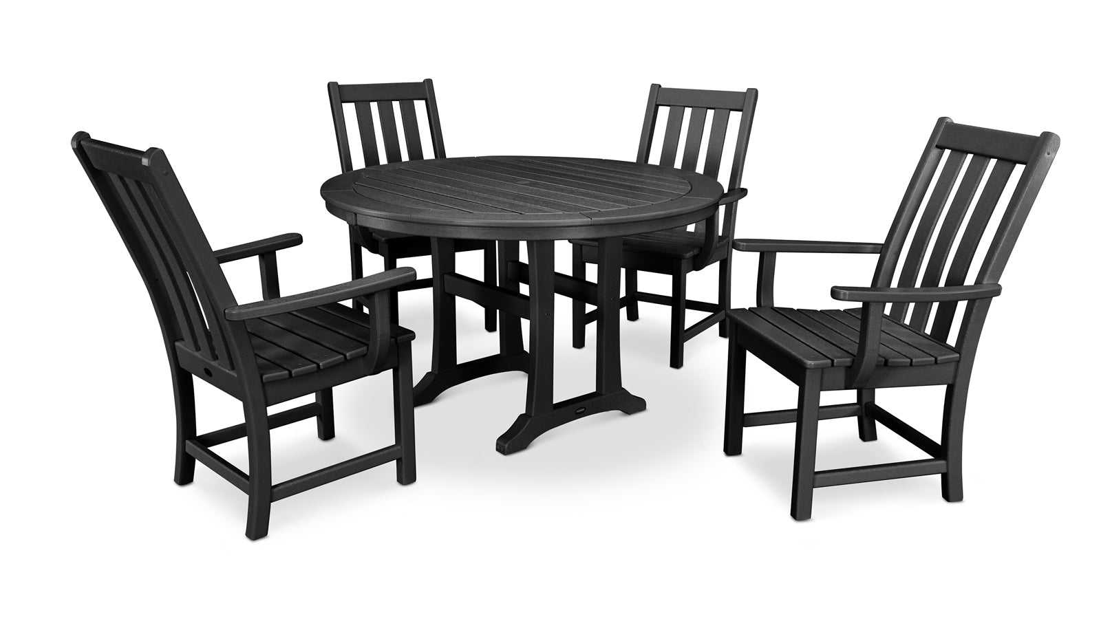 Vineyard 5-Piece Round Nautical Trestle Dining Set - Seats 4 PWS347-1 by POLYWOOD