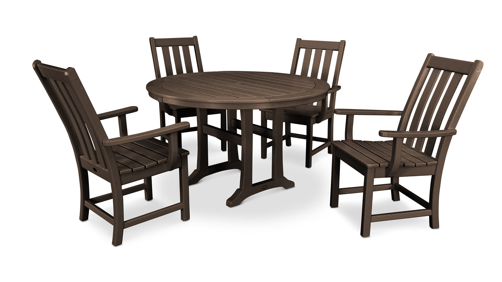 Vineyard 5-Piece Round Nautical Trestle Dining Set - Seats 4 PWS347-1 by POLYWOOD
