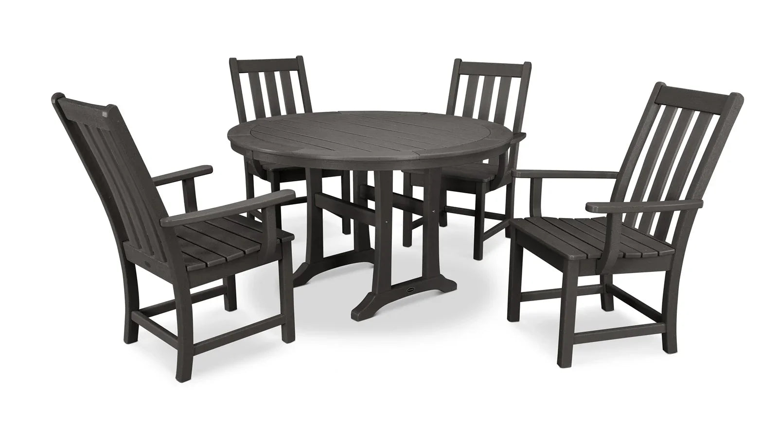 Vineyard 5-Piece Round Nautical Trestle Dining Set - Seats 4 PWS347-1 by POLYWOOD