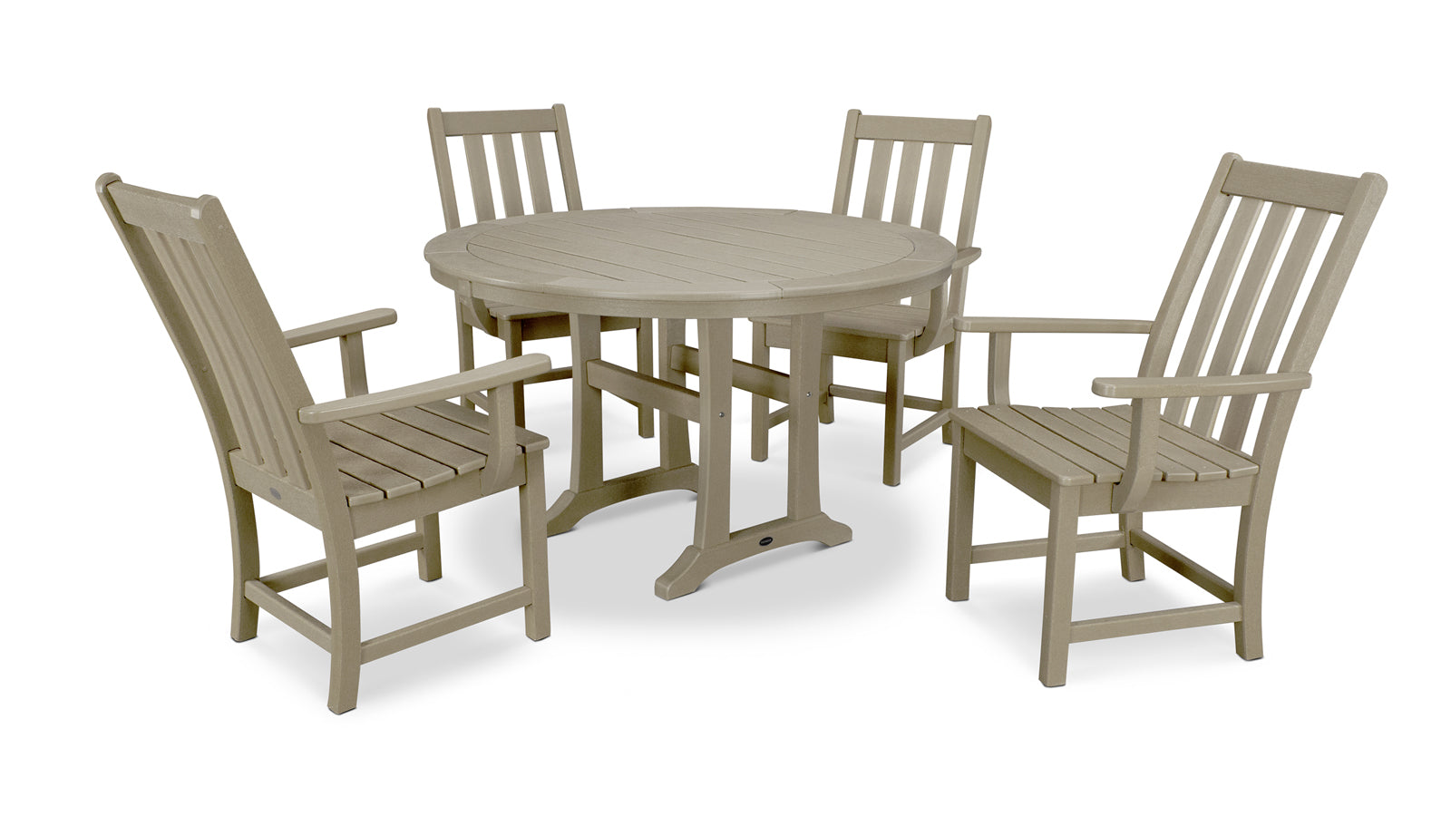 Vineyard 5-Piece Round Nautical Trestle Dining Set - Seats 4 PWS347-1 by POLYWOOD