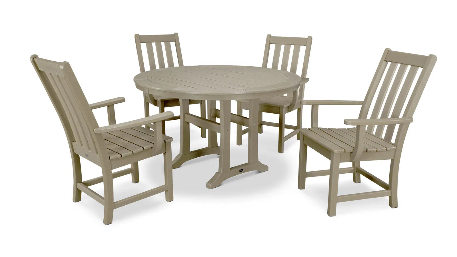 Vineyard 5-Piece Round Nautical Trestle Dining Set - Seats 4 PWS347-1 by POLYWOOD