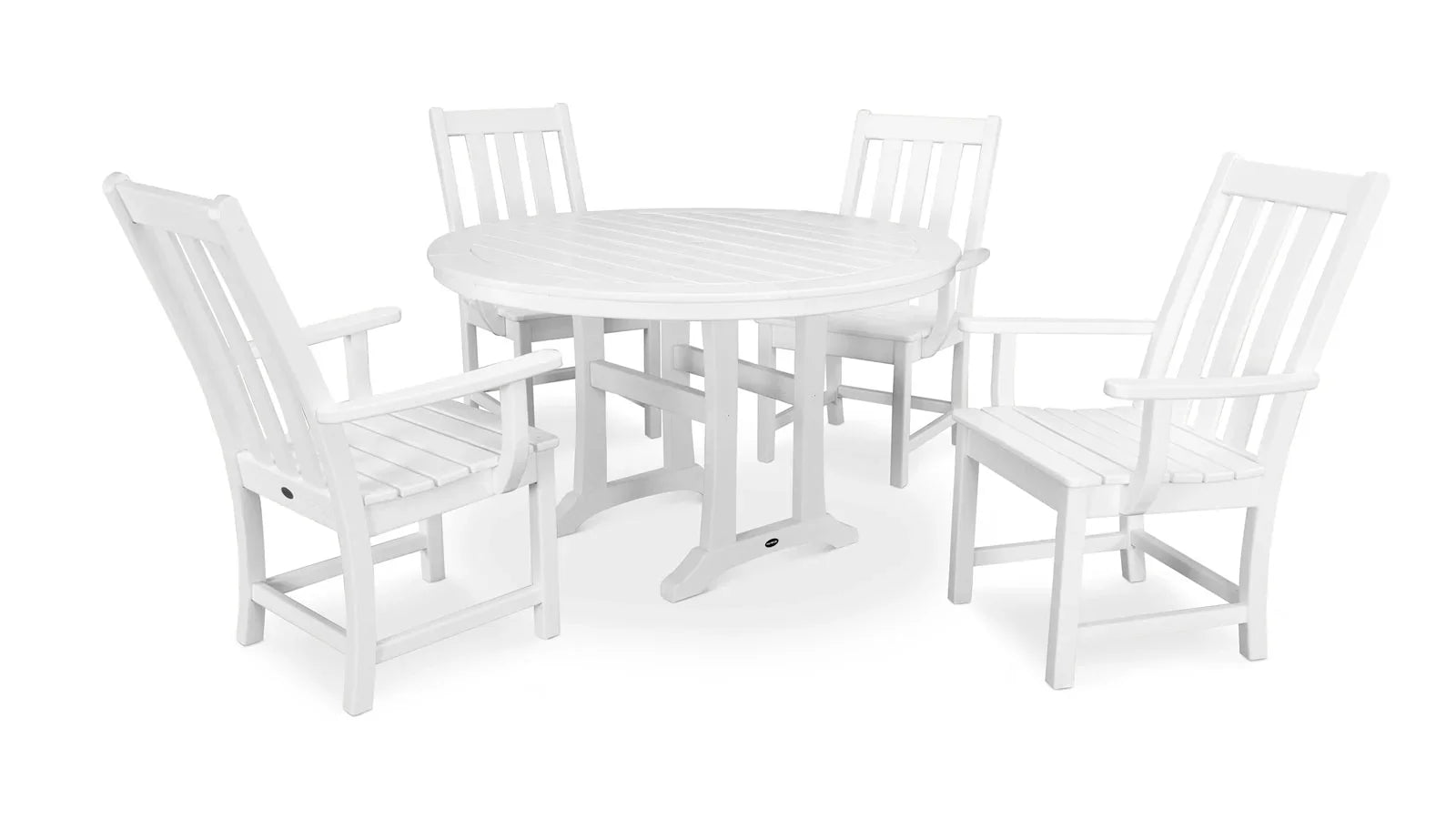 Vineyard 5-Piece Round Nautical Trestle Dining Set - Seats 4 PWS347-1 by POLYWOOD