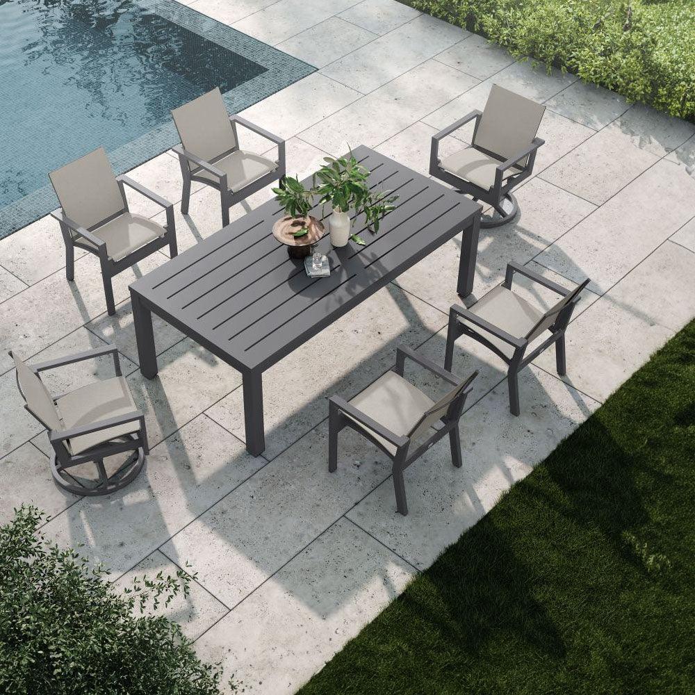 Palermo 85" x 42" Rectangular Dining Table with Umbrella Hole 1