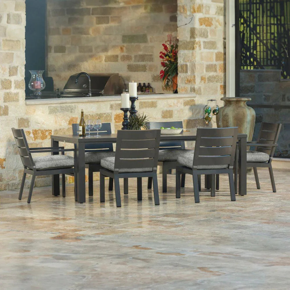 Palermo 85" x 42" Rectangular Dining Table with Umbrella Hole 2