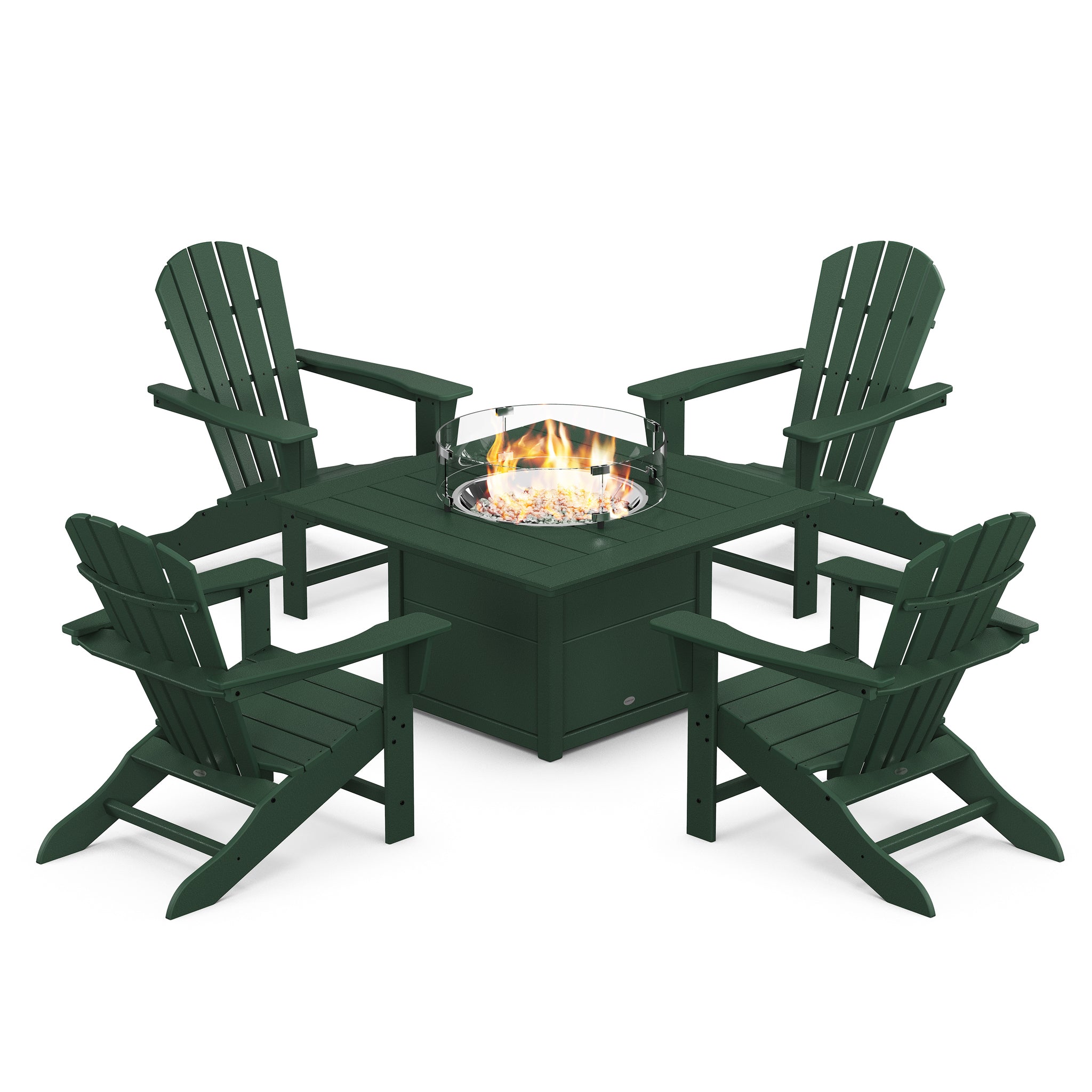 Palm Coast 5-Piece Adirondack Chair Conversation Set with Fire Pit Table 2