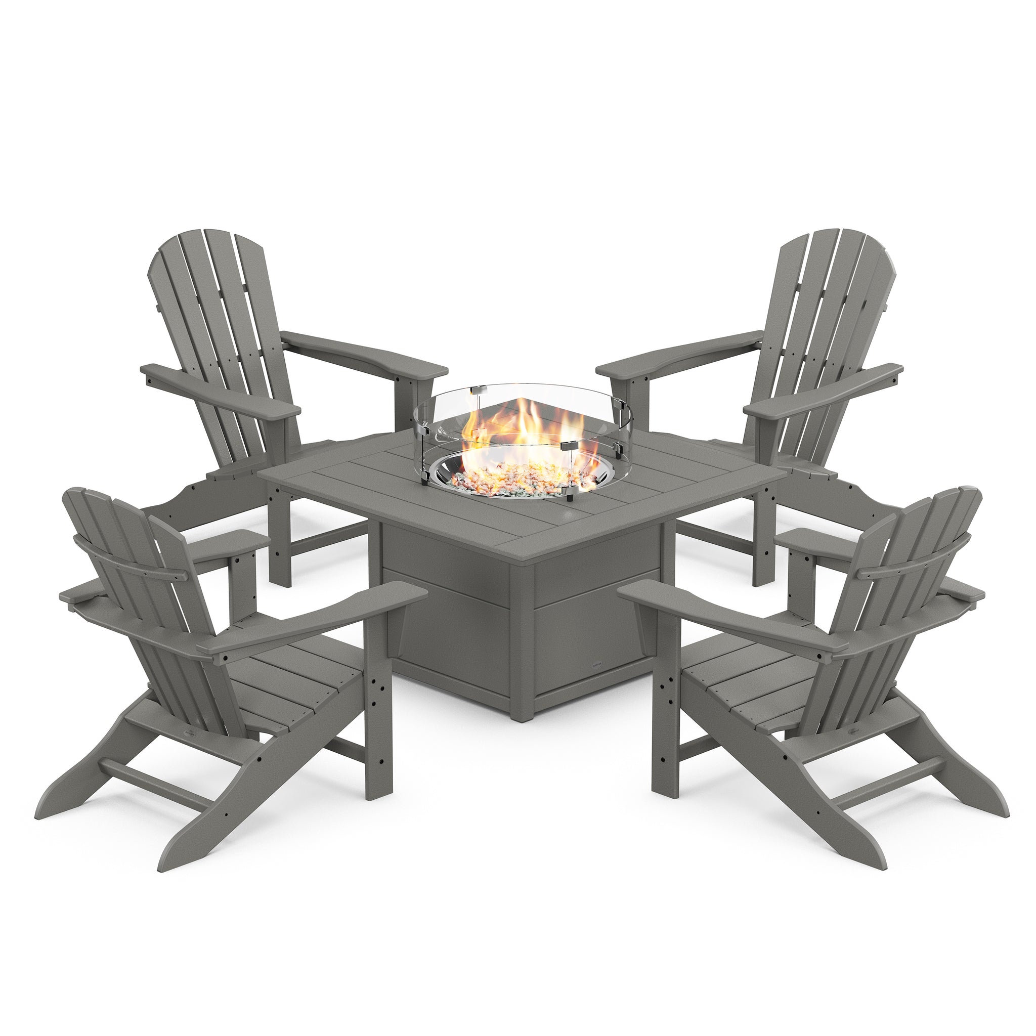 Palm Coast 5-Piece Adirondack Chair Conversation Set with Fire Pit Table 1